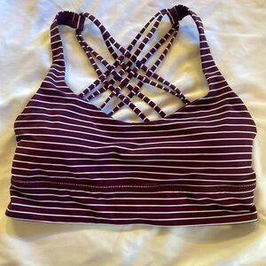 Lululemon Free To Be Moved long line Bra - size 10 - striped burgundy
